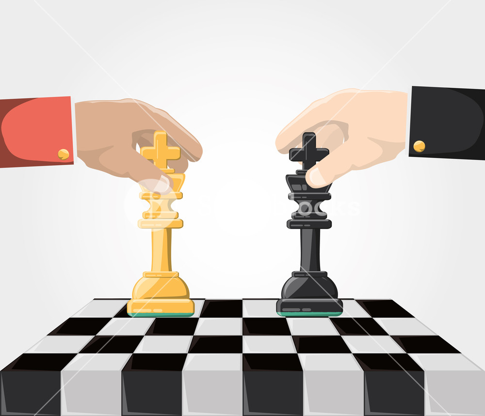 Hands With King Chess Pieces On Board Over White Background 1000x859 Hands With King Chess Pieces On Board Over White Background