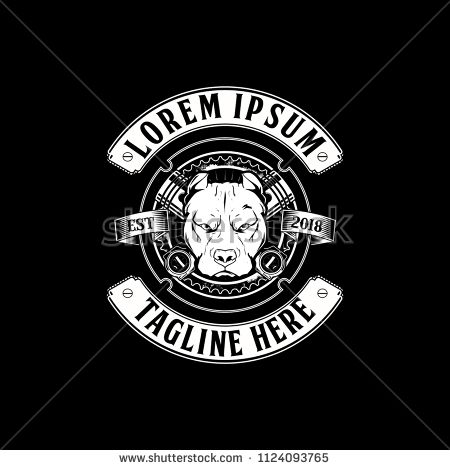 Pitbull Dog With Piston Black And White Badge Logo Vector Template 450x470 Pitbull Dog With Piston Black And White Badge Logo Vector Template