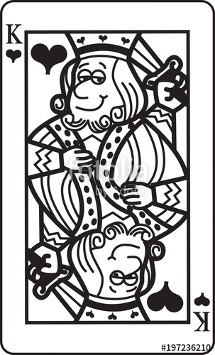 Black And White Illustration Of A King Of Hearts Playing Card 303x500 Black And White Illustration Of A King Of Hearts Playing Card