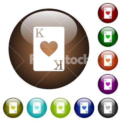 King Of Hearts Card Color Glass Buttons 400x400 King Of Hearts Card Color Glass Buttons