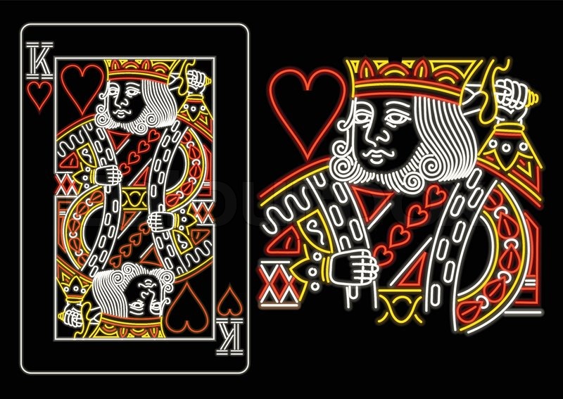 800x567 King Of Hearts In Neon Stock Vector Colourbox