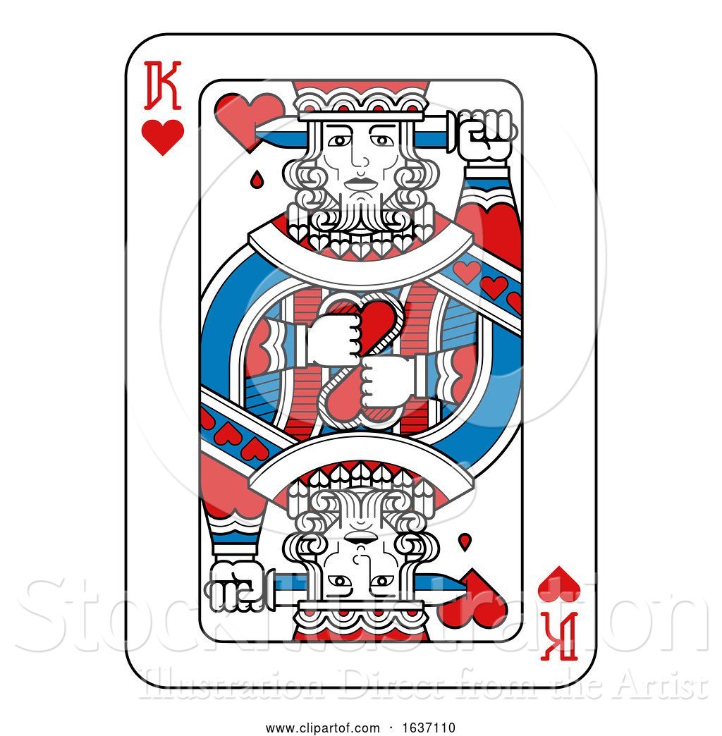 1024x1044 Vector Illustration Of Playing Card King Of Hearts Red Blue
