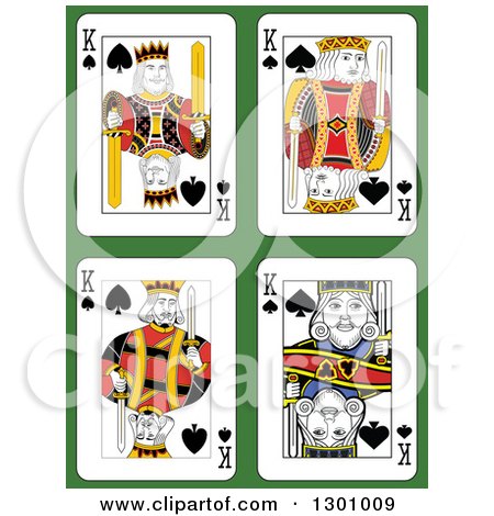 450x470 Clipart Of King Of Spades Playing Cards Over Green