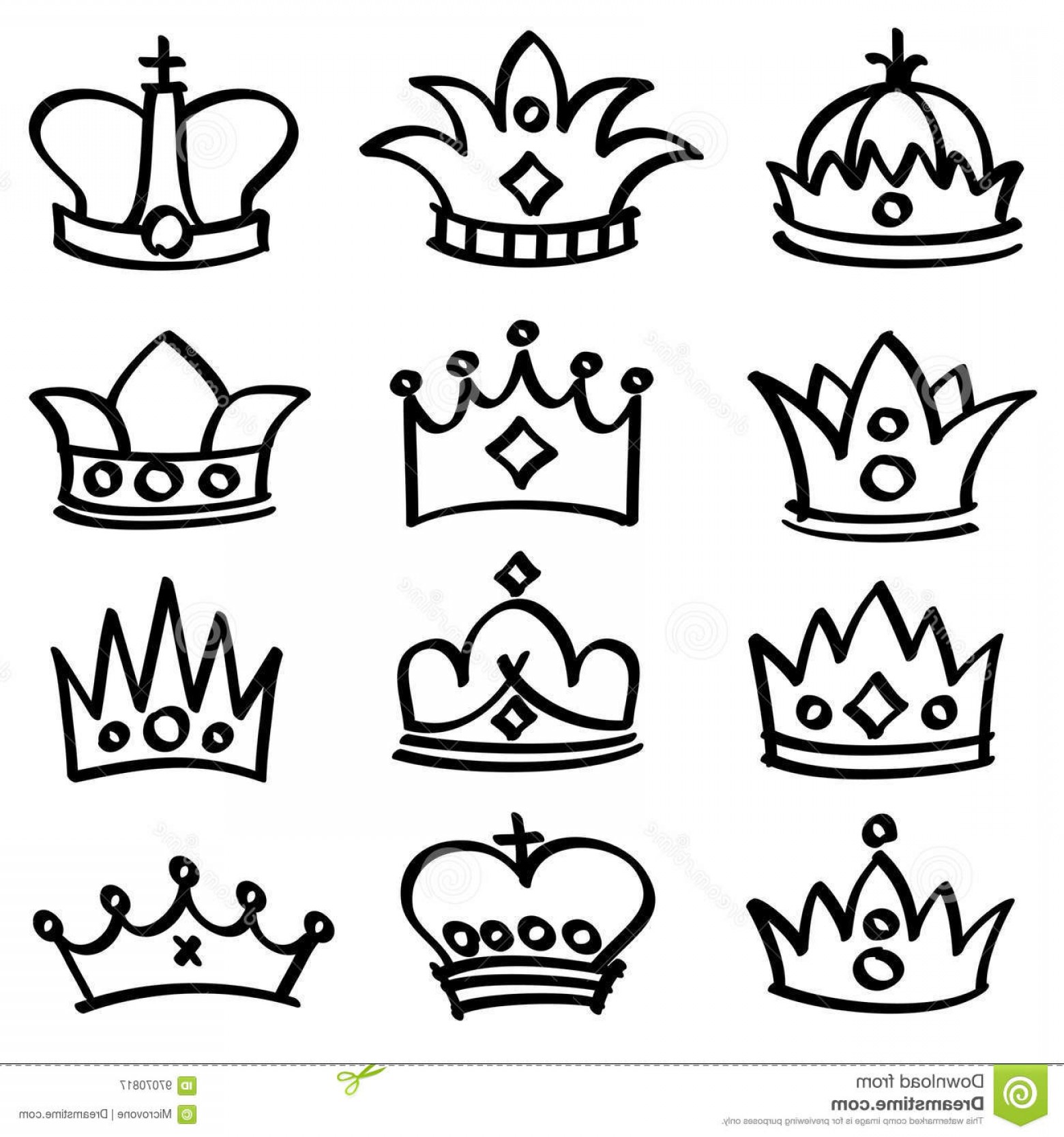 1560x1668 Stock Illustration Luxury Doodle Queen Crowns Vector Sketch