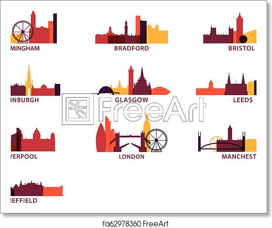 560x470 Free Art Print Of Uk Cities Icons Set Skyline Vector Logo Pack