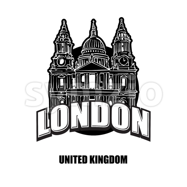 620x620 London St Pauls Cathedral Black And White Logo Vector Illustration