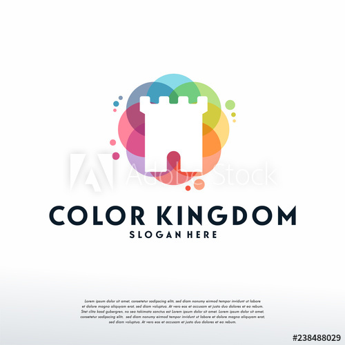 500x500 Colorful Castle Logo Vector, Kingdom Logo Designs Template, Design