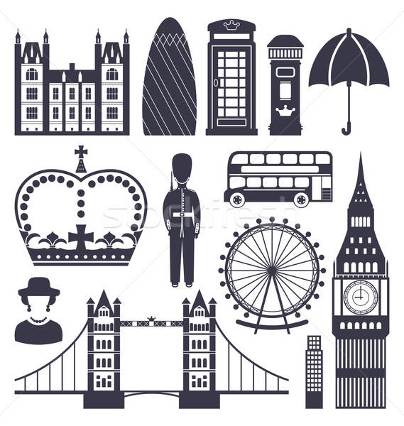 569x600 Silhouette Symbols Of Great Britain Kingdom Vector Illustration