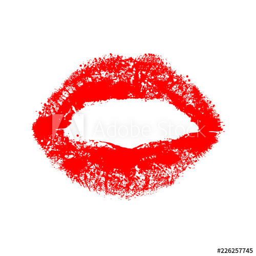 500x500 Red Imprint Kiss Lips Vector For Stock