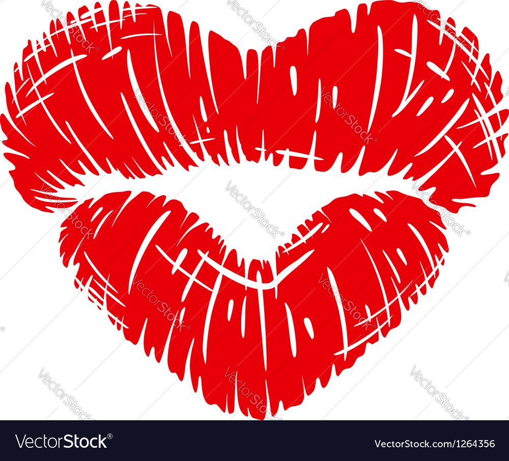 1000x905 Red Lips Print In Heart Shape Royalty Free Vector Image Srolik