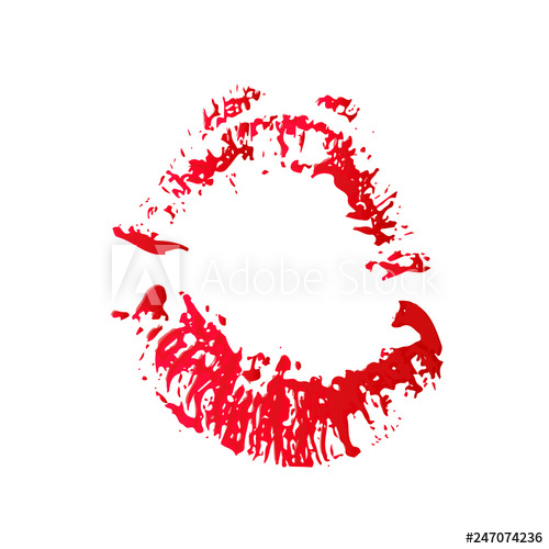 500x500 Red Lipstick Kiss On White Background Imprint Of The Lips