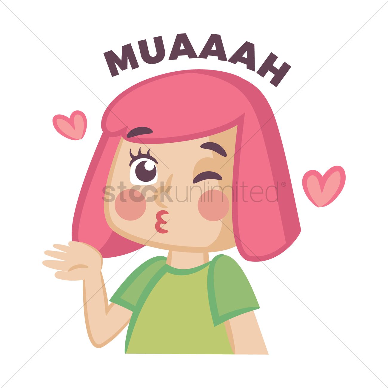Cartoon Girl Blowing A Kiss Vector Image 1300x1300 Cartoon Girl Blowing A Kiss Vector Image