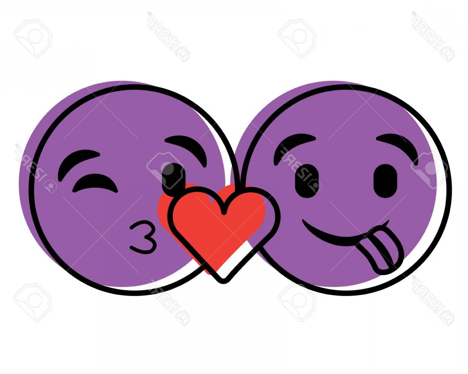 Photostock Vector Purple Emoticons Faces Tongue Out And Kiss 1560x1248 Photostock Vector Purple Emoticons Faces Tongue Out And Kiss