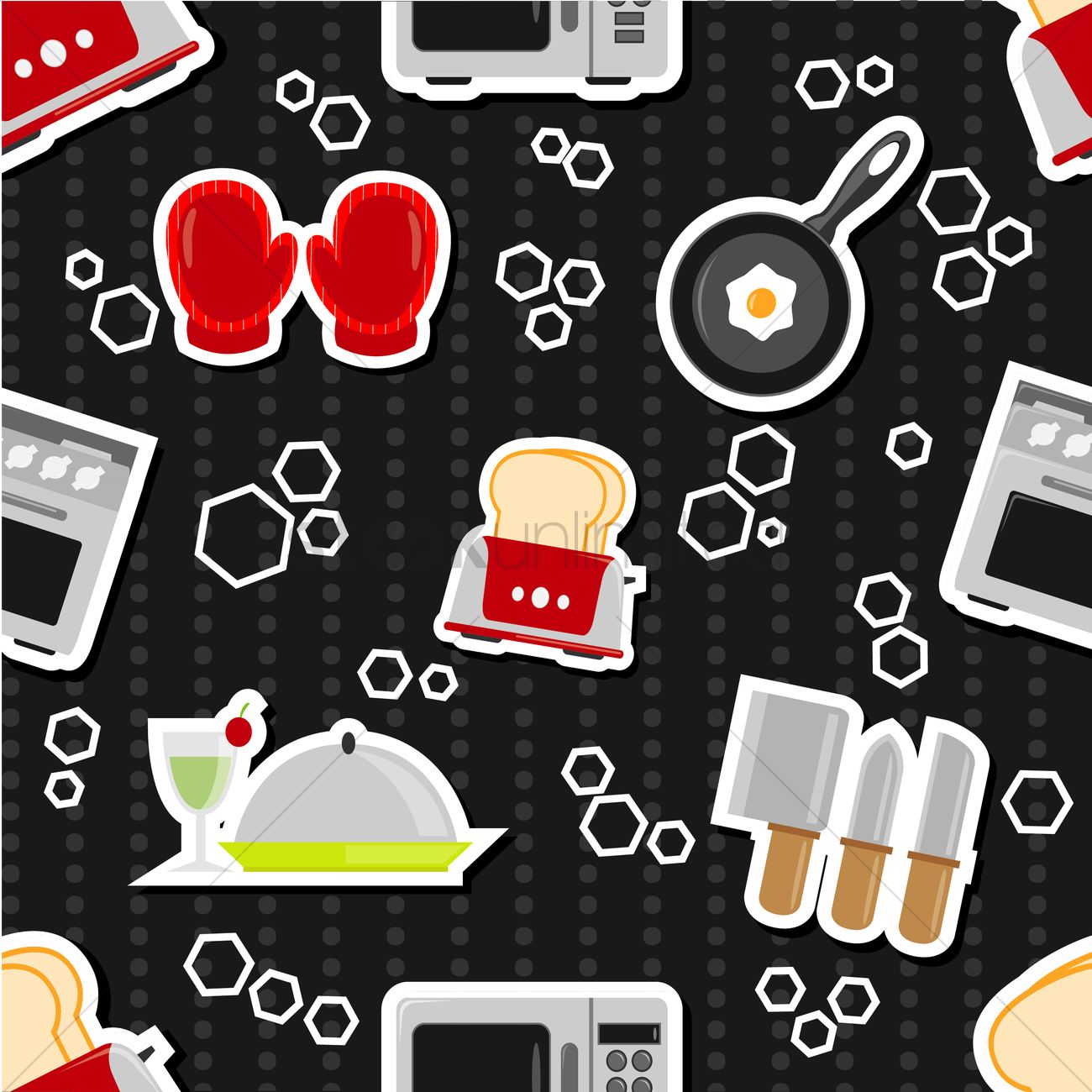 1300x1300 Free Kitchen Utensil Background Vector Image