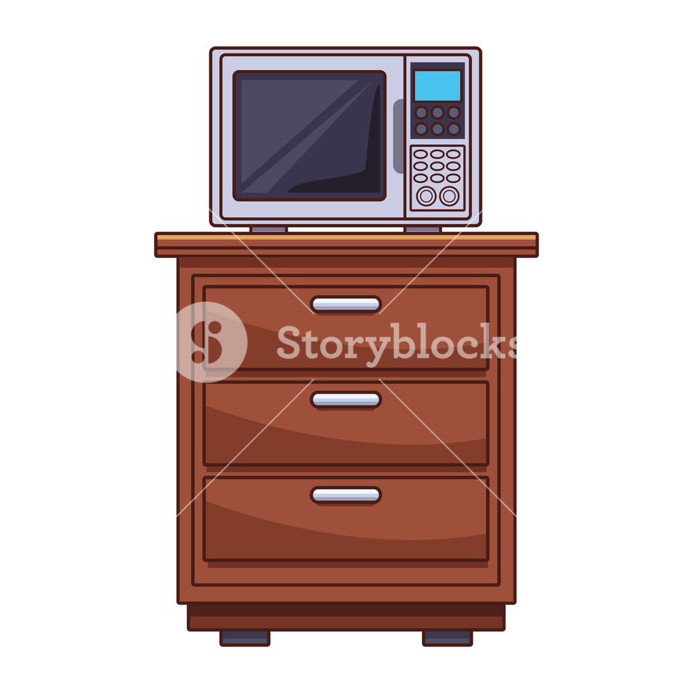 Microwave On Kitchen Cabinet Vector Illustration Graphic Design 1000x1000 Microwave On Kitchen Cabinet Vector Illustration Graphic Design