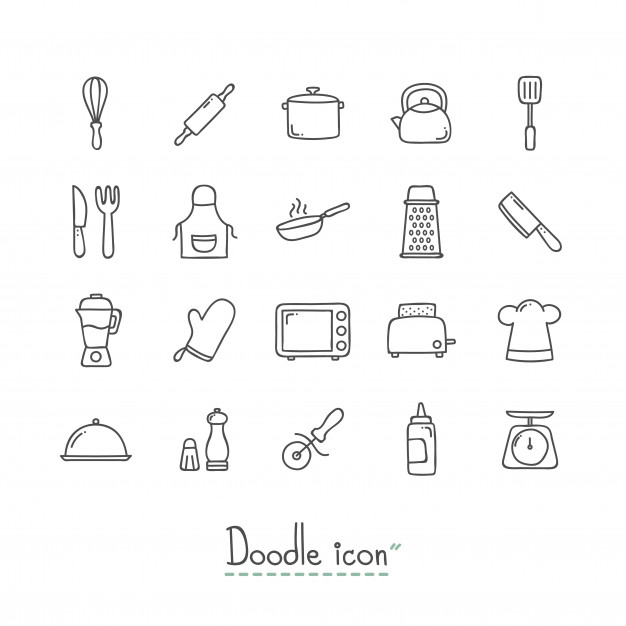 626x626 Doodle Kitchen Icons Vector Premium Download