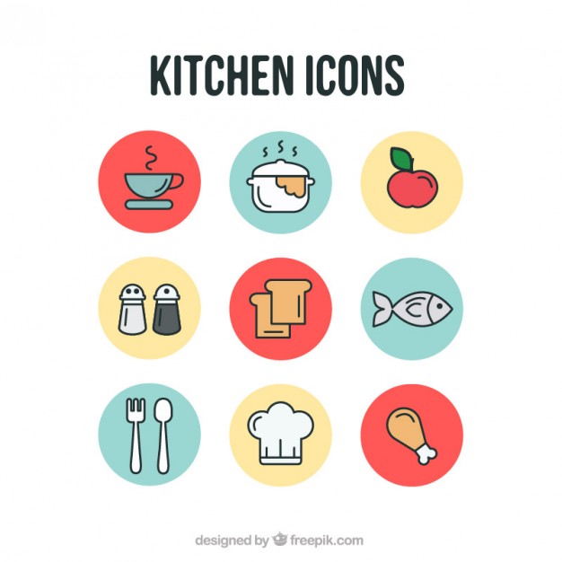 626x626 Kitchen Icons Vector Free Download