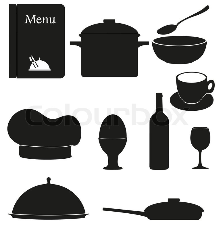 762x800 Set Kitchen Icons For Restaurant Stock Vector Colourbox