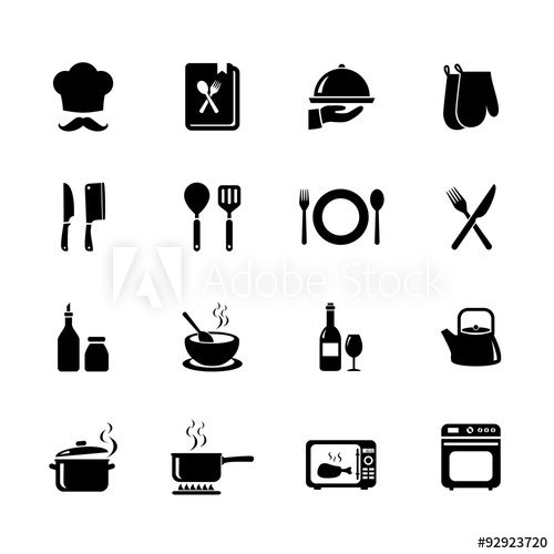 500x500 Set Of Cooking Icon Kitchen Icon Vector Illustration