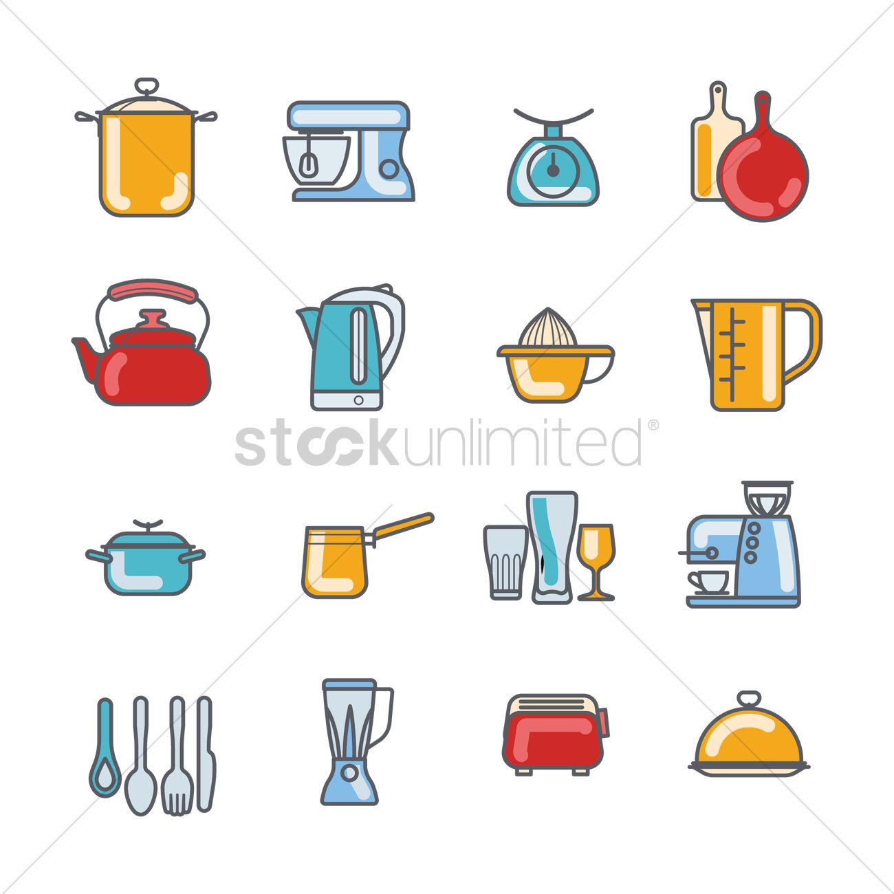 1300x1300 Set Of Kitchen Icons Vector Image