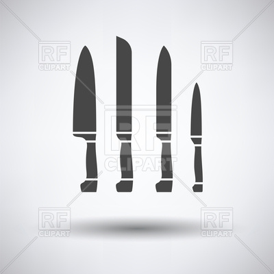 400x400 Kitchen Knife Set Icon On A Gray Background With Round Shadow