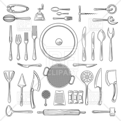 Kitchen Utensils Or Kitchenware Sketch Hand Drawn Cooking Tools 400x400 Kitchen Utensils Or Kitchenware Sketch Hand Drawn Cooking Tools