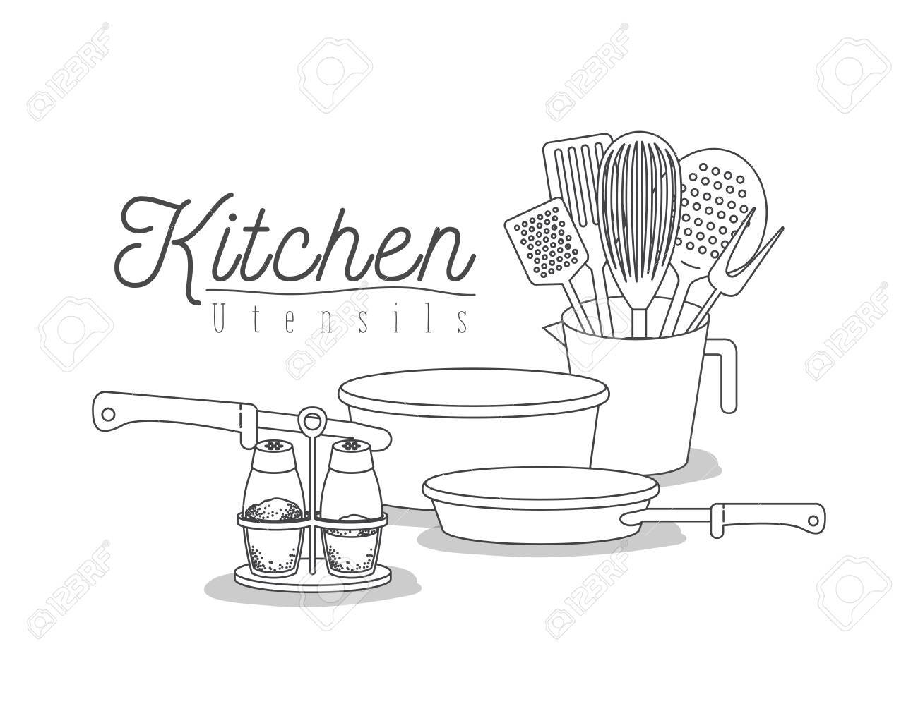 1300x1008 Kitchen Utensils Silhouette Vector White Background With Set