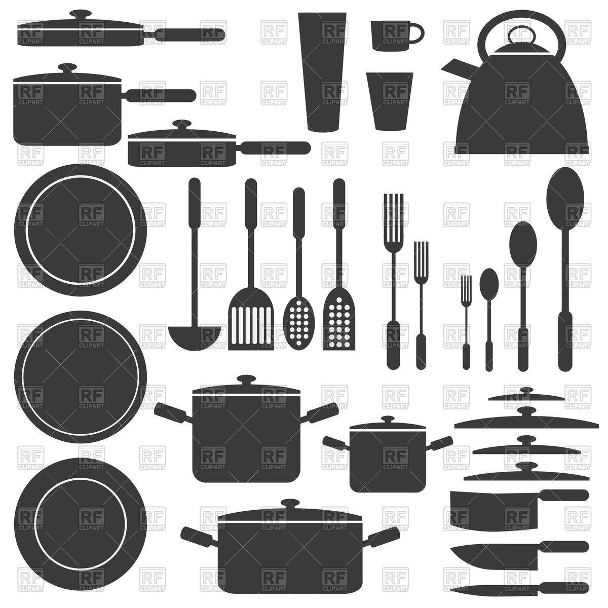 1200x1200 Set Of Kitchen Utensils Vector Image Of Objects Neokryuger