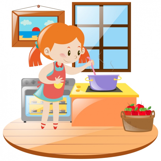 626x626 Girl Cooking In The Kitchen Vector Free Download