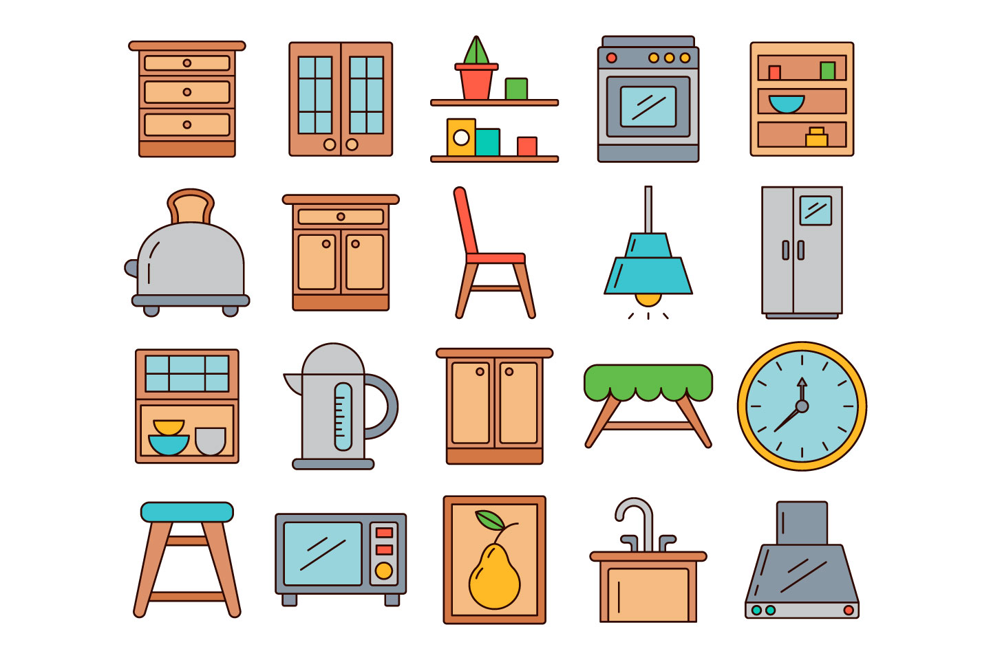 1440x960 Kitchen Furniture And Equipment Vector Free Icon Set
