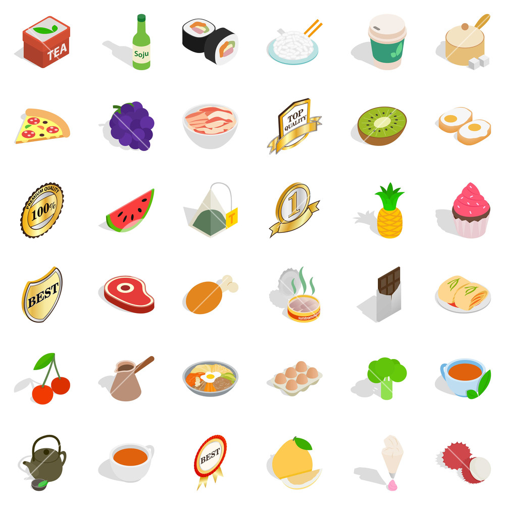 1000x1000 Kitchen Icons Set Isometric Style Of Kitchen Vector Icons