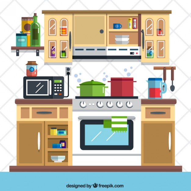 626x626 Flat Kitchen Vector Illustration Free Vectors Ui Download