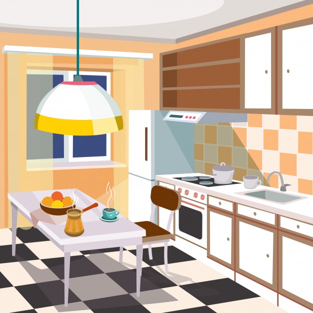 626x626 Simple Cartoon Kitchen Vector Cartoon Illustration Of A Kitchen
