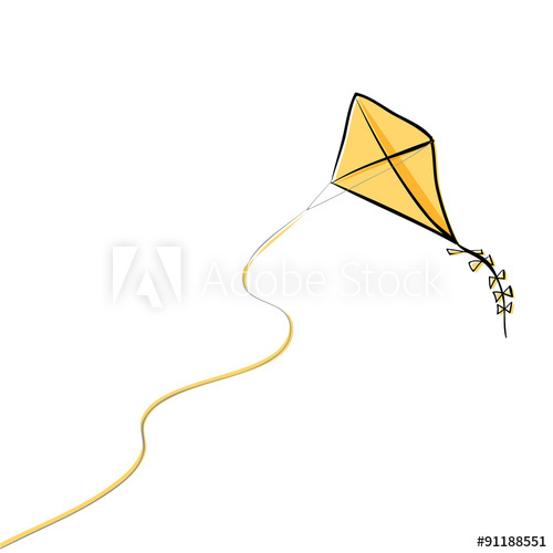 Flying Kite, Vector Illustration 500x500 Flying Kite, Vector Illustration