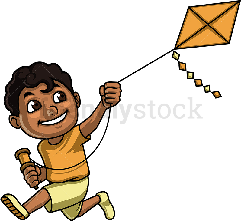 Black Kid With Kite Cartoon Vector Clipart 798x730 Black Kid With Kite Cartoon Vector Clipart