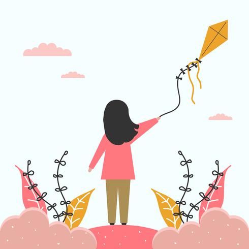 People Flying A Kite Vector 490x490 People Flying A Kite Vector