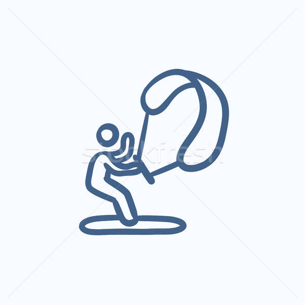 600x600 Kite Surfing Sketch Icon Vector Illustration Andrei Krauchuk