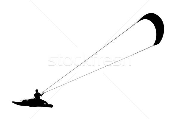 600x400 Kitesurfing Black Silhouette Vector Illustration Ilya Bolotov