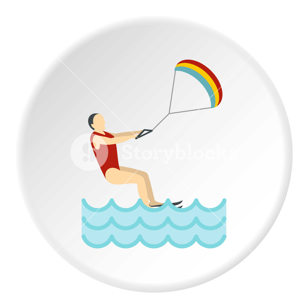 1000x1000 Kitesurfing Icon In Flat Circle Isolated Vector Illustration
