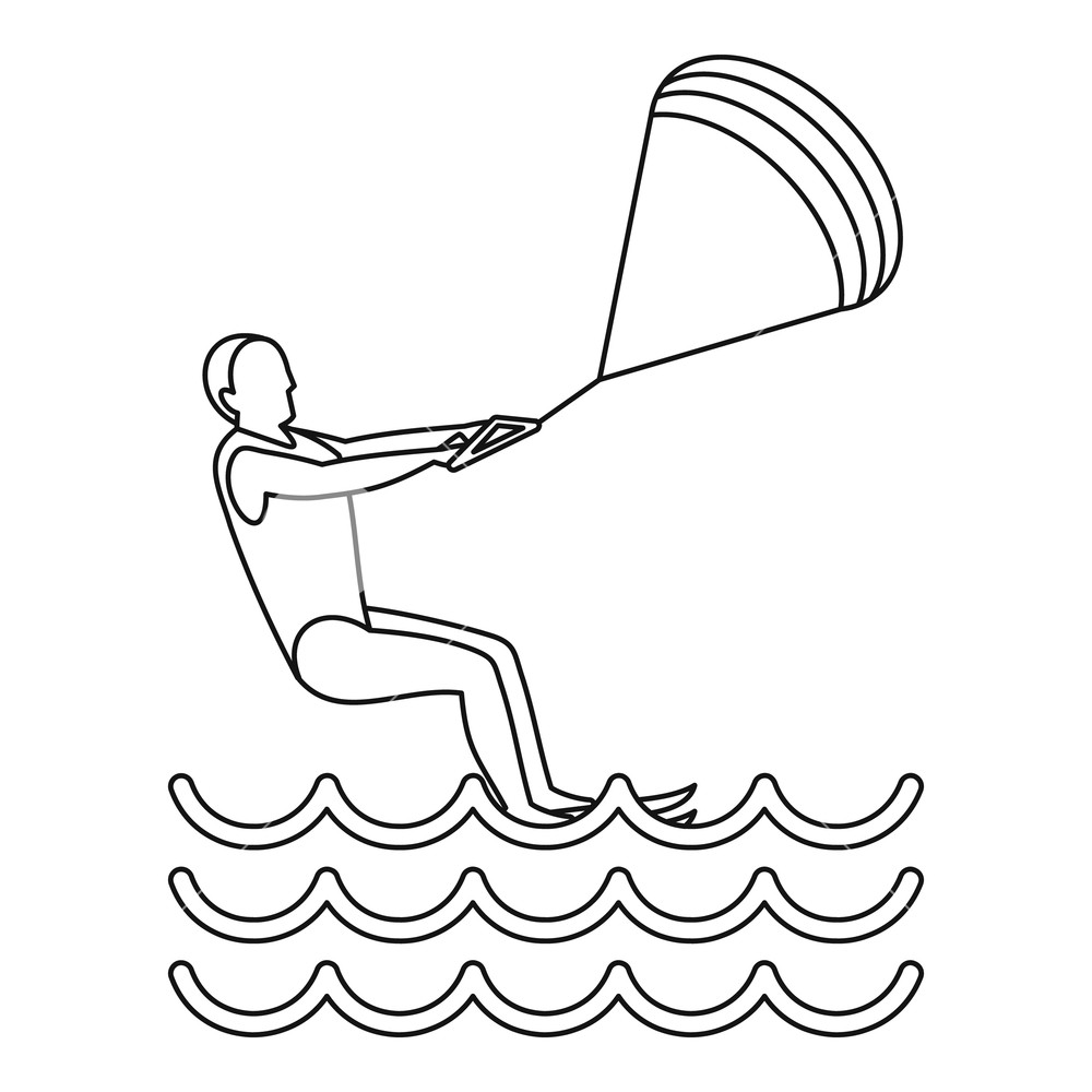 1000x1000 Kitesurfing Icon Outline Illustration Of Kitesurfing Vector Icon