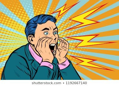390x280 Man Screaming Calling, Pop Art Retro Vector Illustration Kitsch