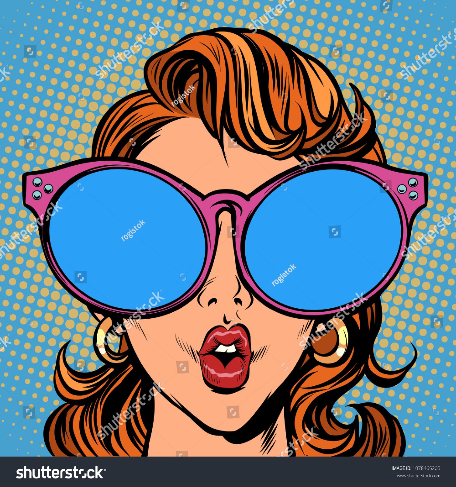 1500x1600 Woman With Sunglasses Comic Cartoon Pop Art Retro Illustration