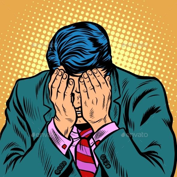 590x590 Businessman Shame, Face Palm Pop Art Retro Vector Illustration
