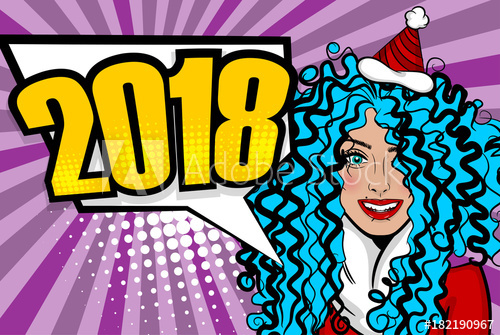 500x335 Cartoon Smiling Sexy Girl Say New Year Woman Pop Art