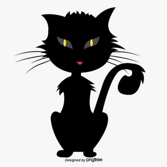 640x640 Black Silhouette Cat Simple Vector Black Cat Cartoon Kitten