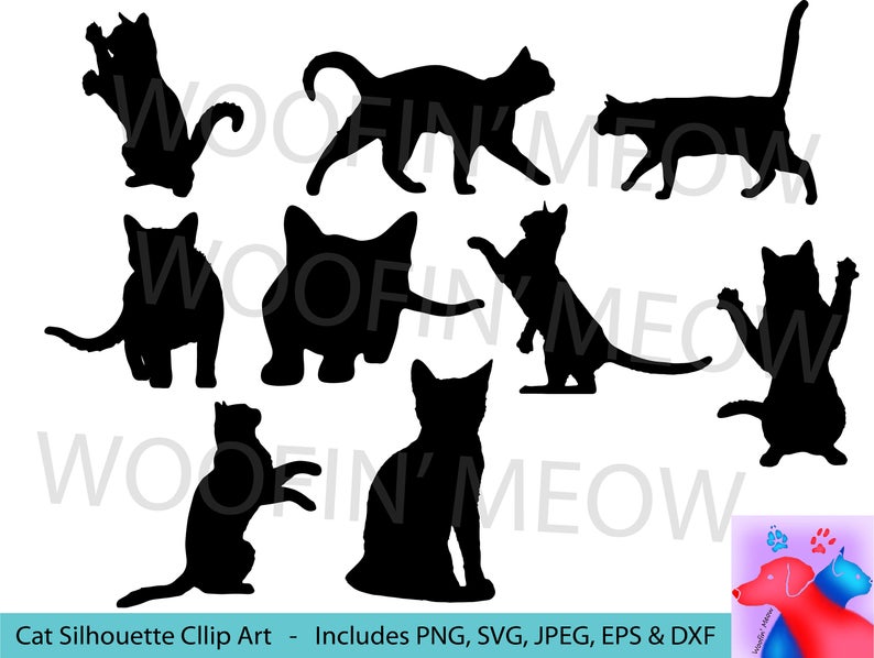 794x598 Cats Silhouette Cat Lovers Cat Clipart Cat Vector Etsy