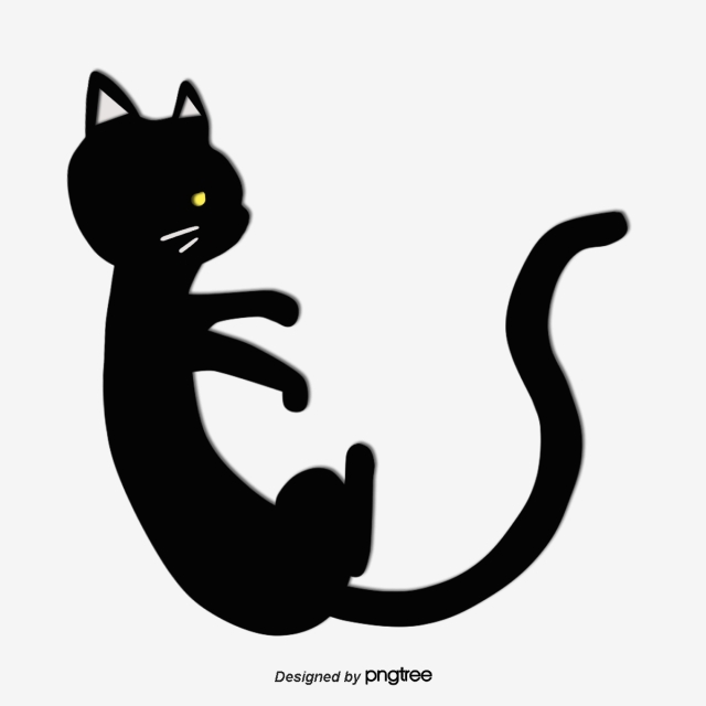 640x640 Black Vector Cat Silhouette Simple Cute Black Kitten, Vector Black