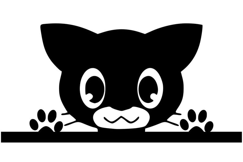 794x530 Peeking Cat Peeking Kitty Kitten Silhouette Cutting Etsy