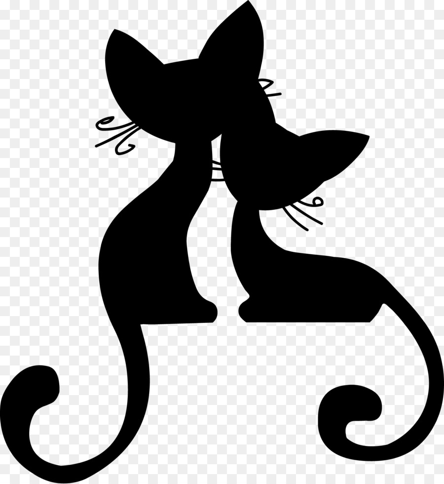 900x980 Cat And Kitten Silhouette