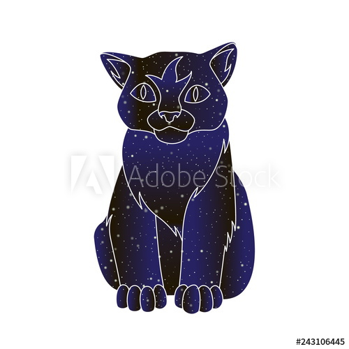 500x500 Cat Outline Illustration Stylized Kitten Vector Line Animal